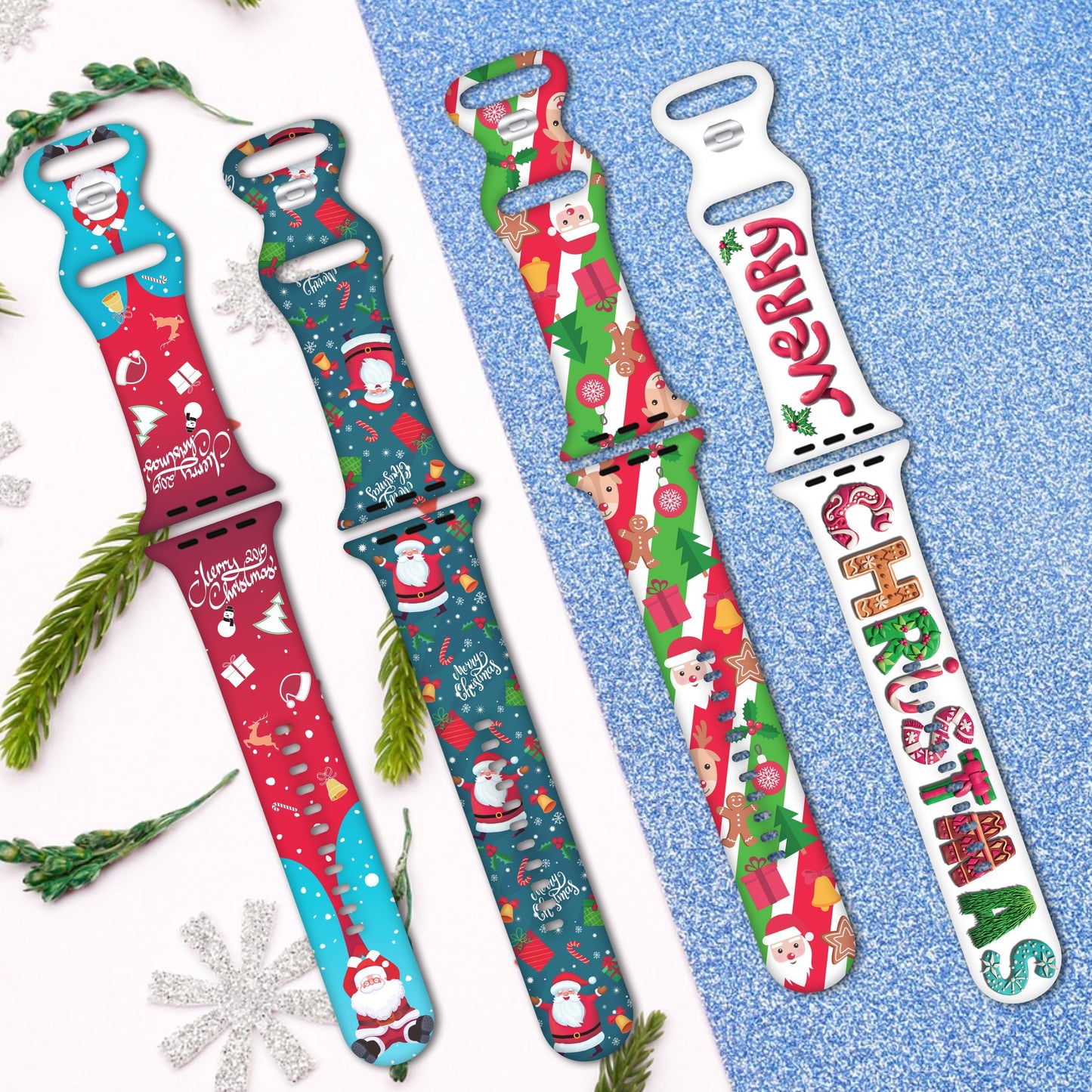 Christmas Themed Printed Smartwatch Straps For Apple Watch