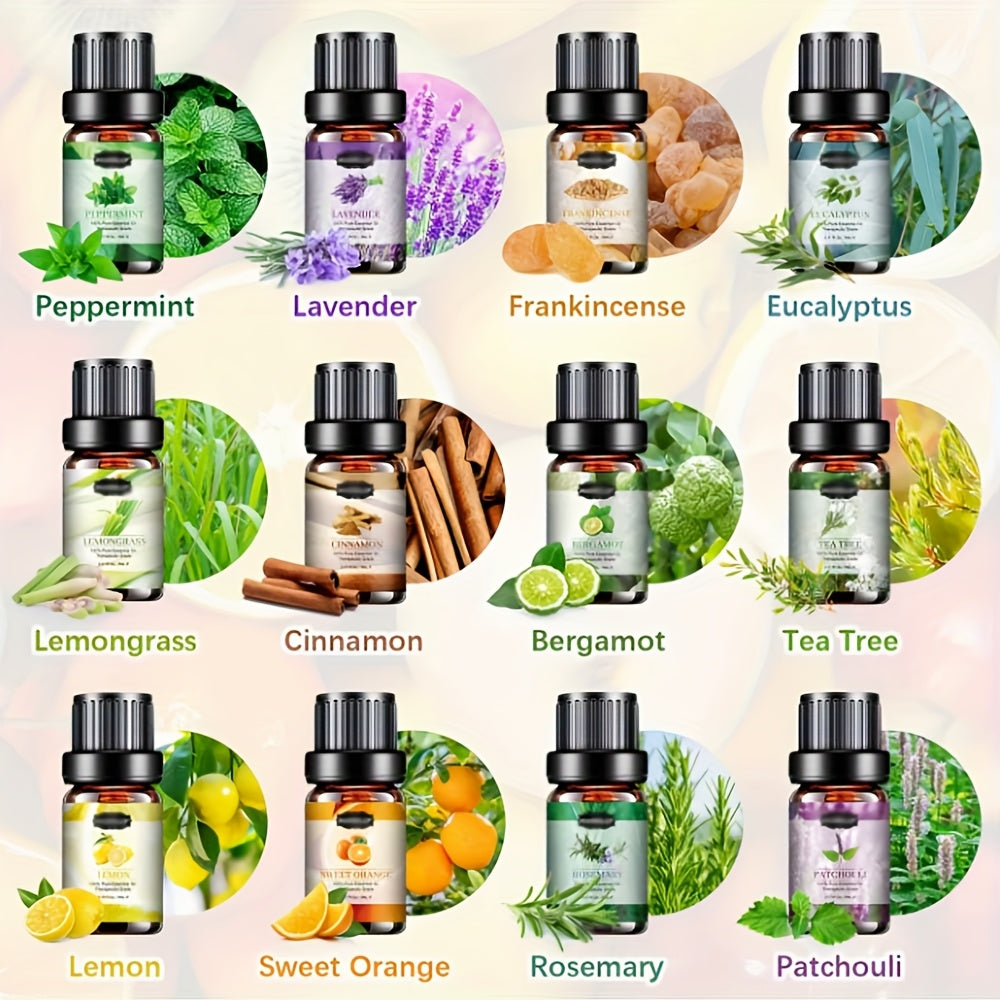 24pcs Fragrance Essential Oil Set - Essential Oils for Diffuser Oil, Aromatherapy, Candle Making - Premium Fragrance Diffuser Essential Oil Gift Set, Perfect for Parties - Revitalize Mind Body