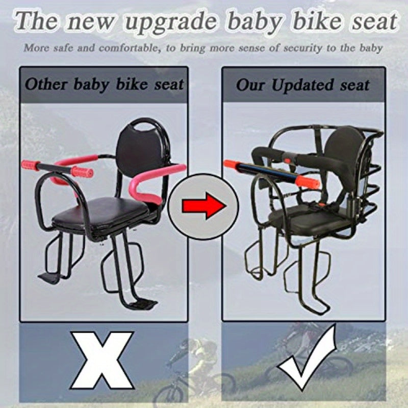 Safety-Certified Rear Mount Child Bike Seat for Kids 1-7 Years & Up to 100 lbs - Adjustable Removable Handrails, Steel Frame, Breathable Cushion & Footrests - Easy Install on Adult, Mountain & Electric Bikes (Black), Bicycle - Revitalize Mind Body