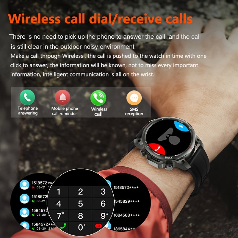 Men's GPS Smart Watch - LED Backlight, 360° HD Screen, AI Voice, Wireless Calls & NFC | Stainless Steel/Silicone Band, Compass, Sports Modes, Father's Day Gift - Revitalize Mind Body