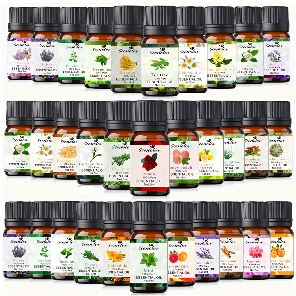 24pcs Fragrance Essential Oil Set - Essential Oils for Diffuser Oil, Aromatherapy, Candle Making - Premium Fragrance Diffuser Essential Oil Gift Set, Perfect for Parties - Revitalize Mind Body