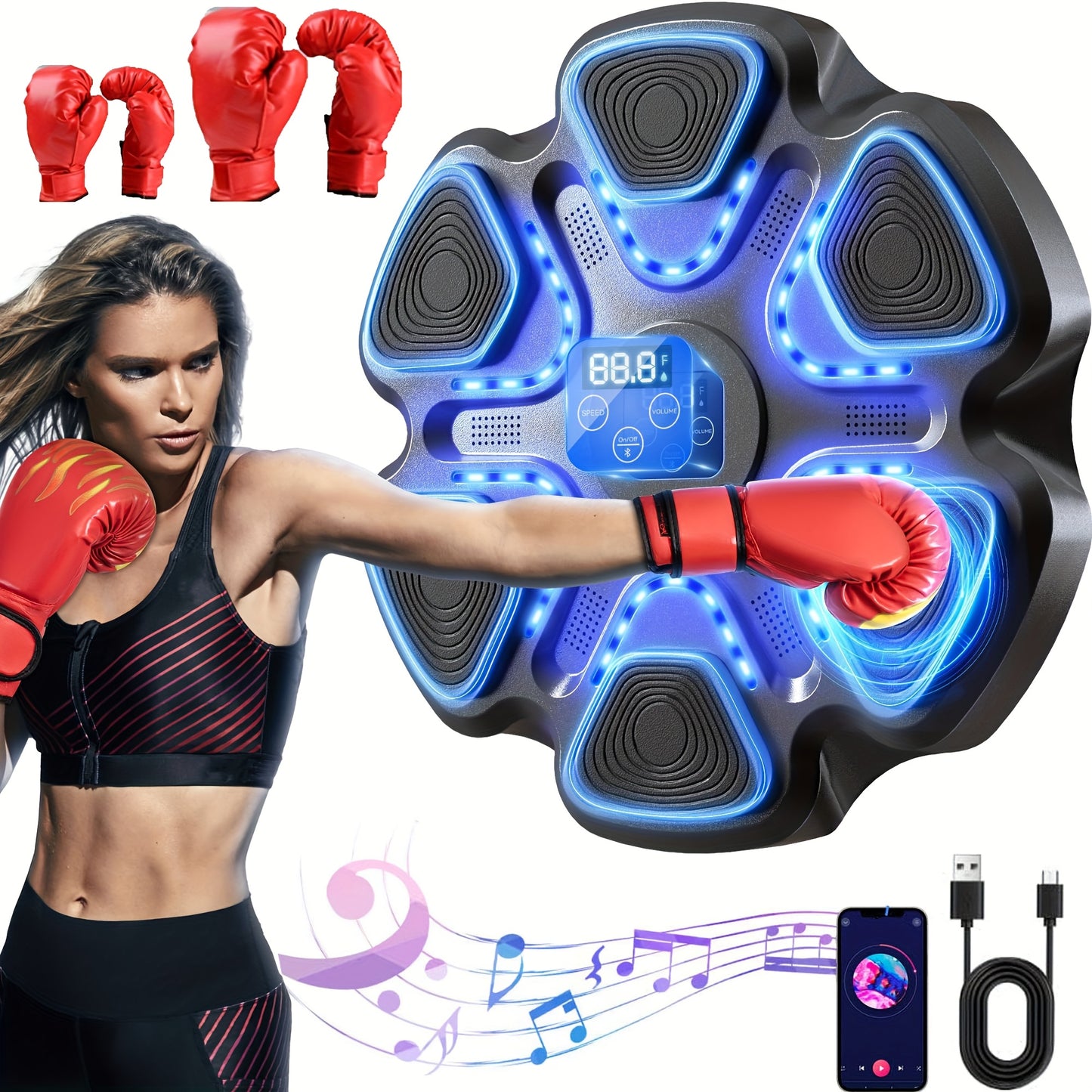 Revitalize Boxing Trainer Wall Mount Two Pairs Of Gloves