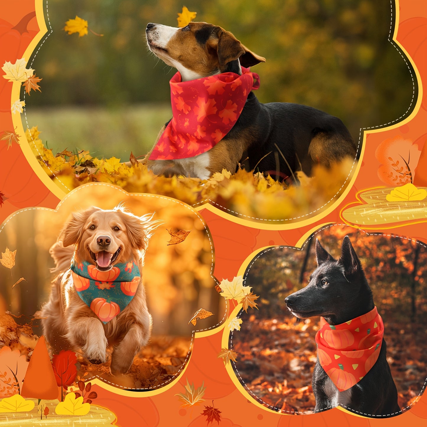 OUTUSBreed Dog Bandanas Bulk Autumn Patterns For Small Dogs
