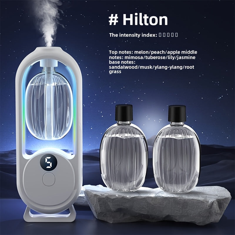 1pc Rechargeable Smart Aromatherapy Diffuser with Digital Display, Aromatherapy Humidifier,Cold Mist And Night Light - Great for Office, Bedroom, Bathroom, Includes 1 Or 3 Bottles of Essential Oils, Room Air Freshener - Revitalize Mind Body