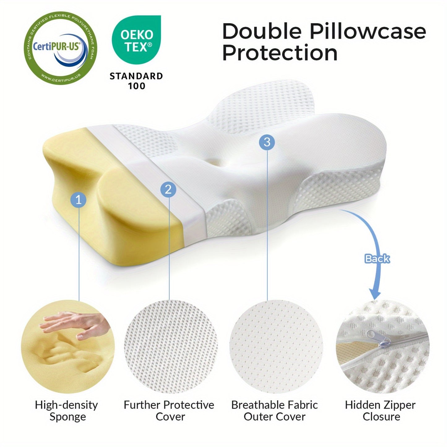 Hulala Home Orthopedic Cervical Pillow for Neck Relief
