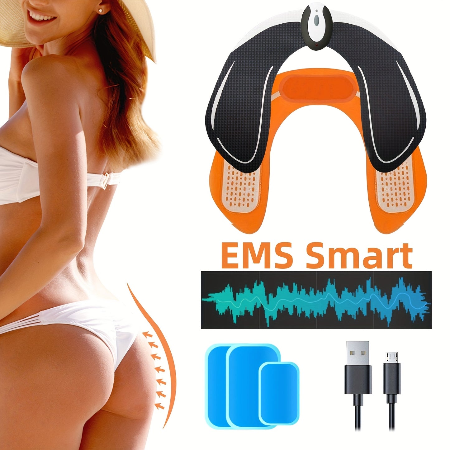 EMS Buttocks Trainer, Suitable For Buttocks, Shaping A Charming Figure, Effectively Exercising And Massaging Buttocks Muscles, With Replacement Gel Patch - Revitalize Mind Body