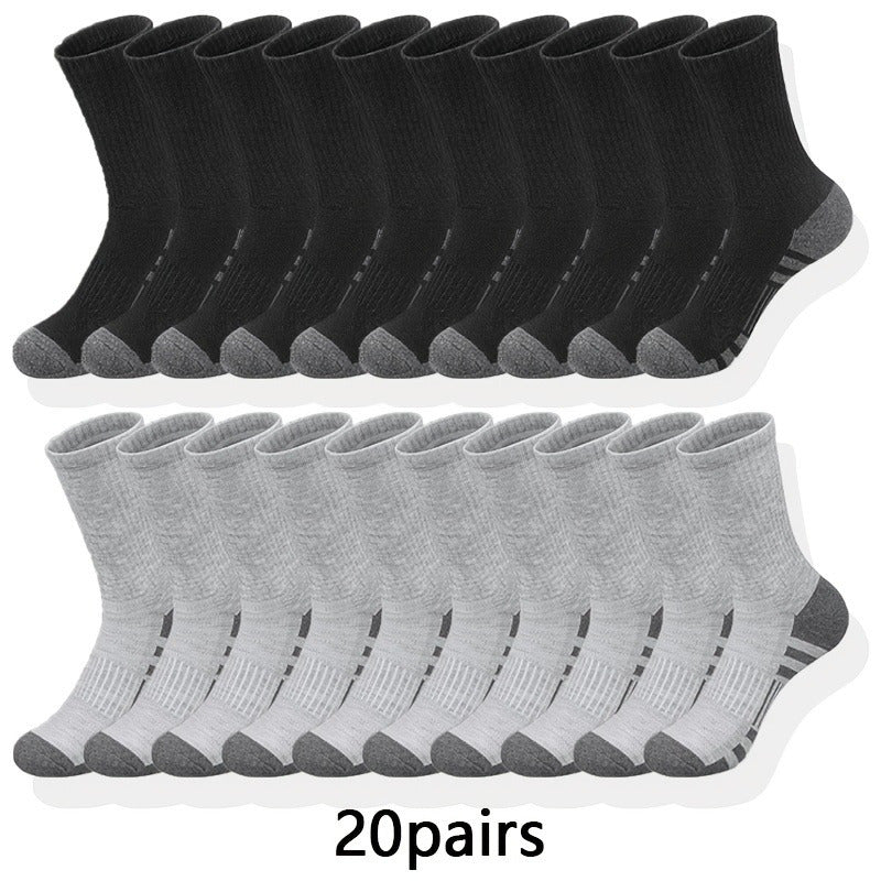 6/ 10/ 20/ 30 Pairs Men'S Classic Solid Color Breathable Sweat Absorption Deodorant Casual Daily Outdoor Exercise Fitness Mid-calf Socks - Revitalize Mind Body