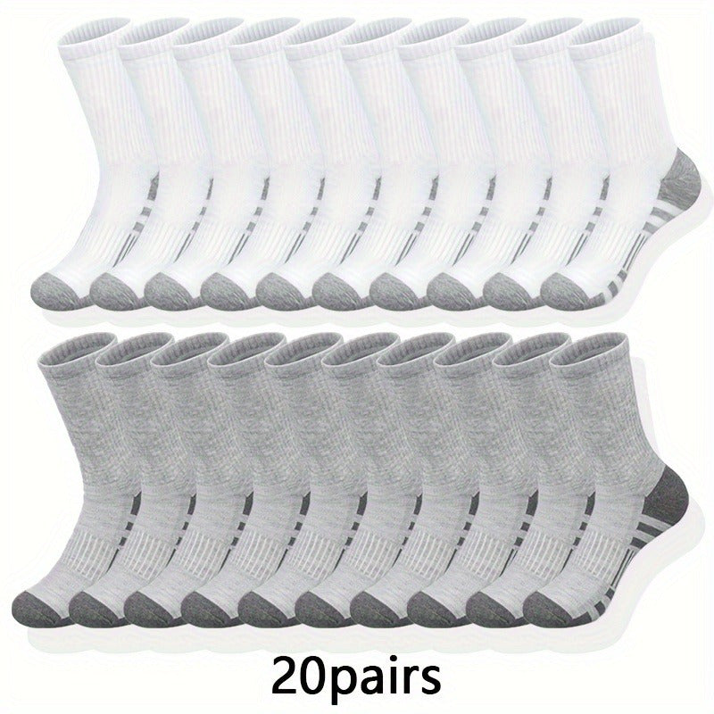6/ 10/ 20/ 30 Pairs Men'S Classic Solid Color Breathable Sweat Absorption Deodorant Casual Daily Outdoor Exercise Fitness Mid-calf Socks - Revitalize Mind Body