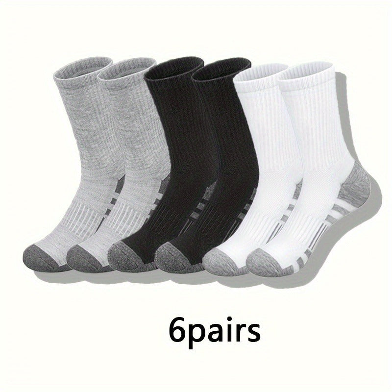 6/ 10/ 20/ 30 Pairs Men'S Classic Solid Color Breathable Sweat Absorption Deodorant Casual Daily Outdoor Exercise Fitness Mid-calf Socks - Revitalize Mind Body