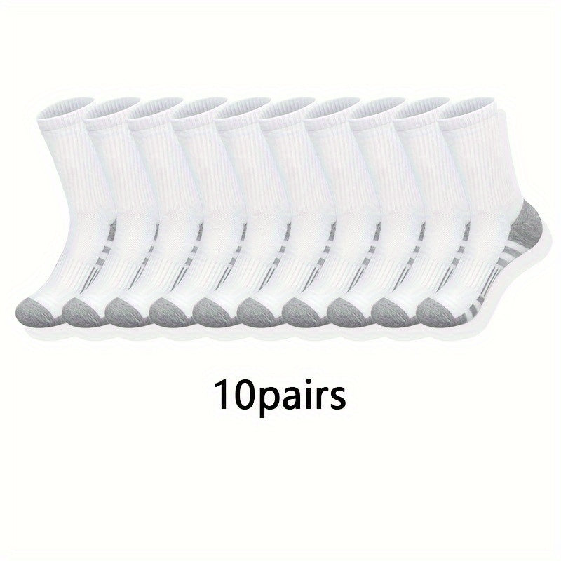 6/ 10/ 20/ 30 Pairs Men'S Classic Solid Color Breathable Sweat Absorption Deodorant Casual Daily Outdoor Exercise Fitness Mid-calf Socks - Revitalize Mind Body