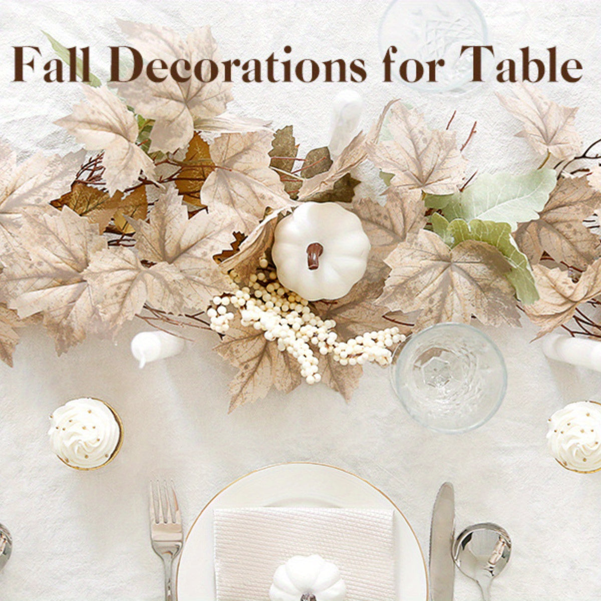 Autumn Fall Garland With Maple Leaves Pumpkins And Berries