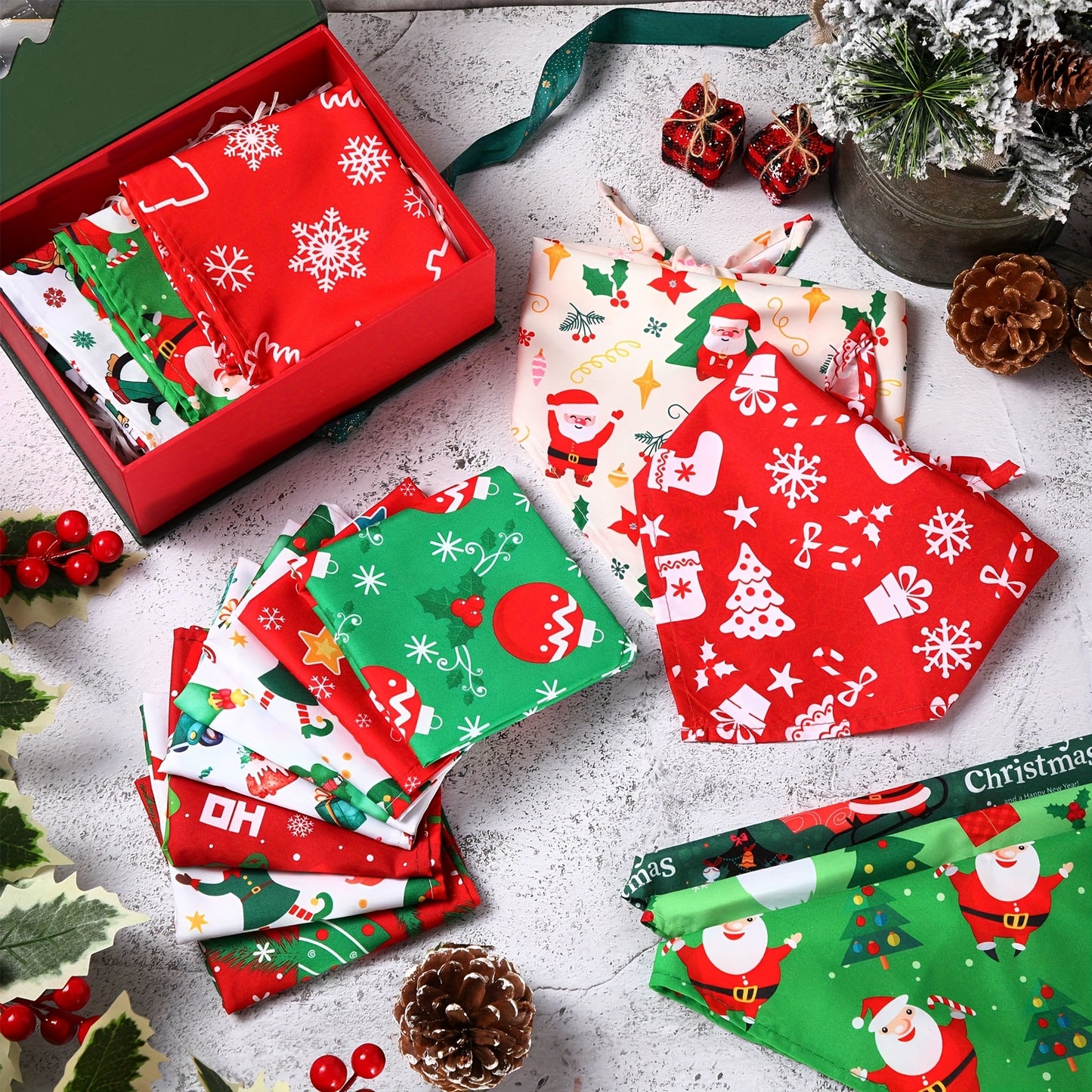 OUTUS Christmas Dog Bandanas 50pcs Gift Set For Dogs