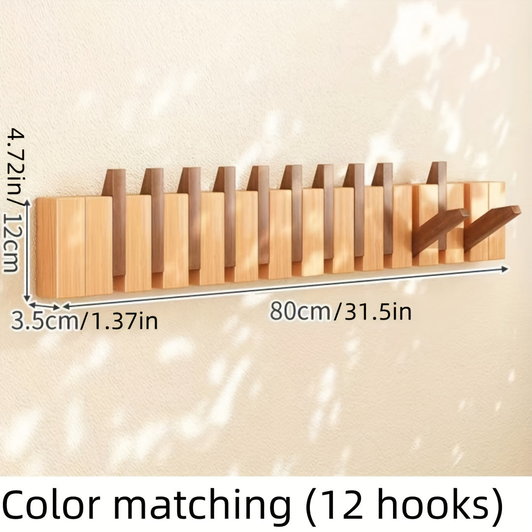 Ecoboom Boho Style Wooden Piano Key Wall Rack Coat Hook