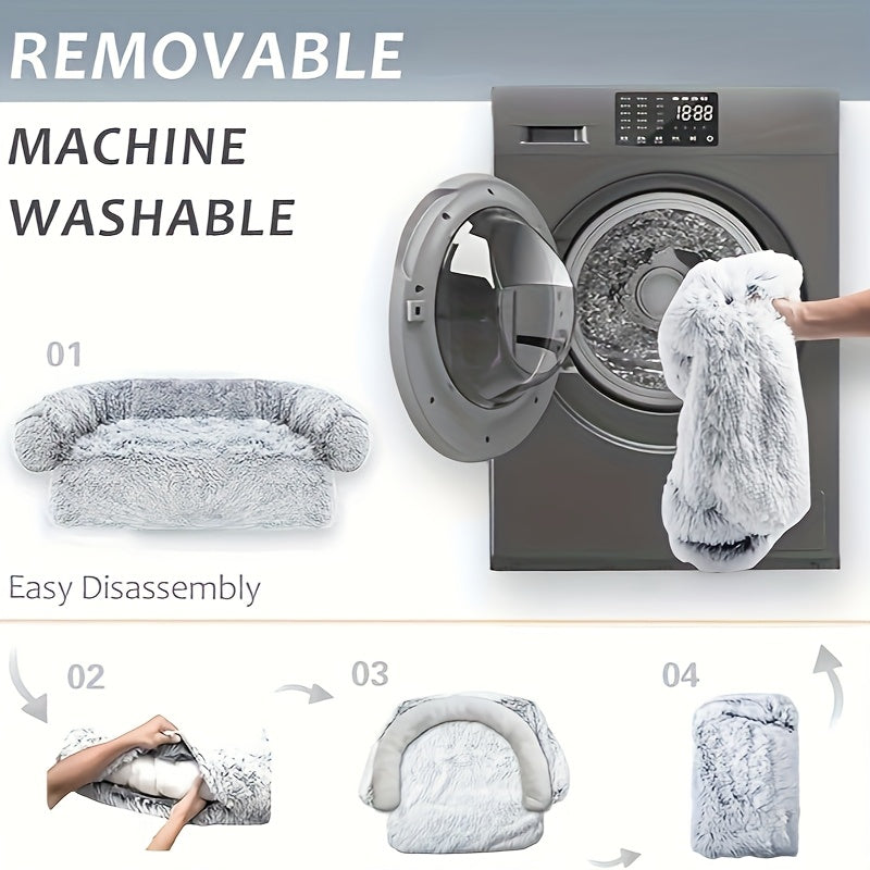 Fluffy Plush Calming Dog Bed With Washable Removable Cover