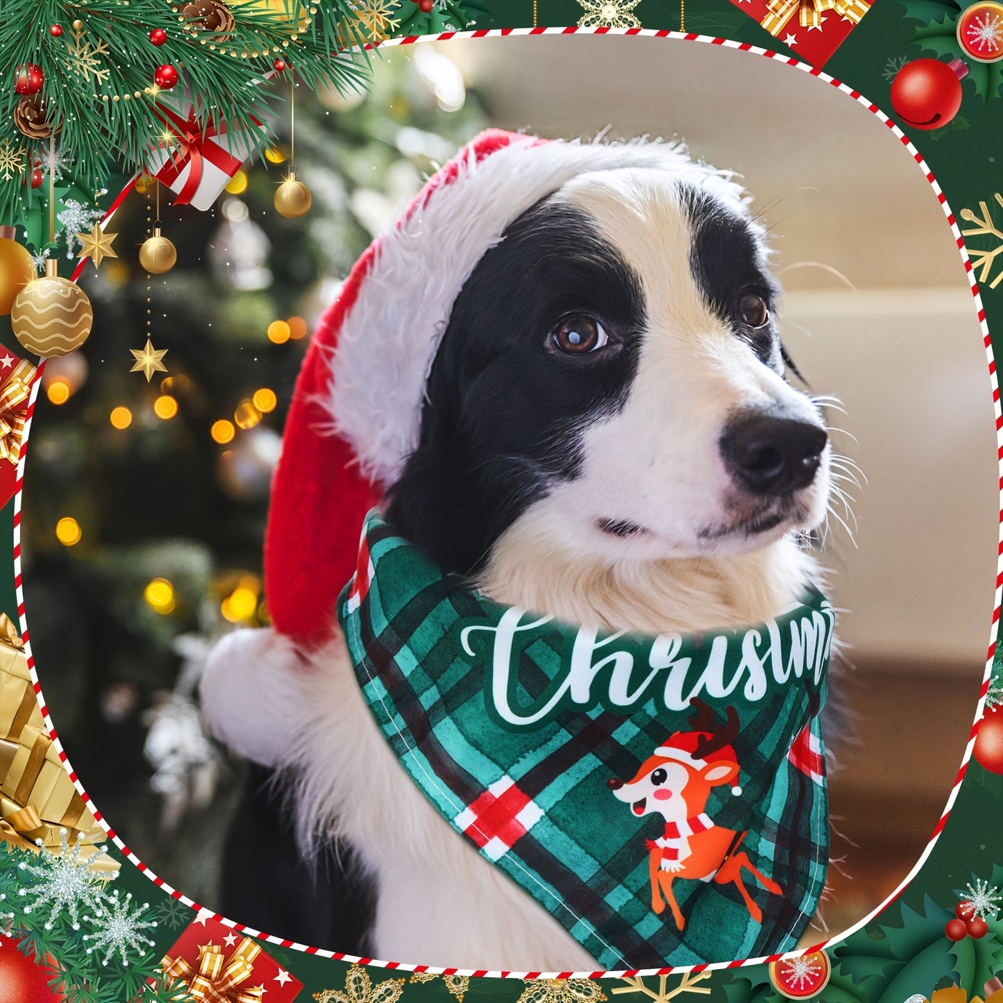 PATELAI Festive Plaid Dog Bandanas 50 Pack Adjustable