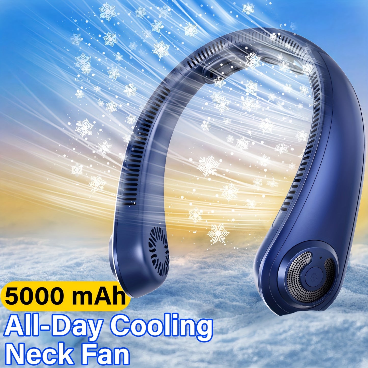 Neck Fan, Portable Personal Cooling Bladeless Sports Neck Fan, 5-Speed Wind Speed+omni-Directional Airflow + Anti-Slip Design, Ultra-Lightweight Body, Twistable Frame, Ultra-Low Noise, Suitable For Outdoor, Indoor, Travel And - Revitalize Mind Body