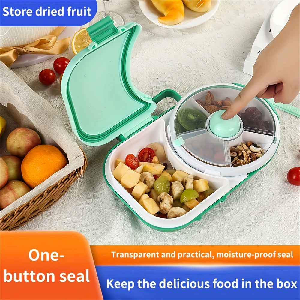 Faridabio 1pc Portable Tote Bag Rotating Lunch Box Picnic Snack Tray School With Lunch Box Picnic Camping Snacks Rotating Fruit Tray Sealed Dry Fruit Tray Moisture Resistant And Silicone Cleaning Brush - Revitalize Mind Body