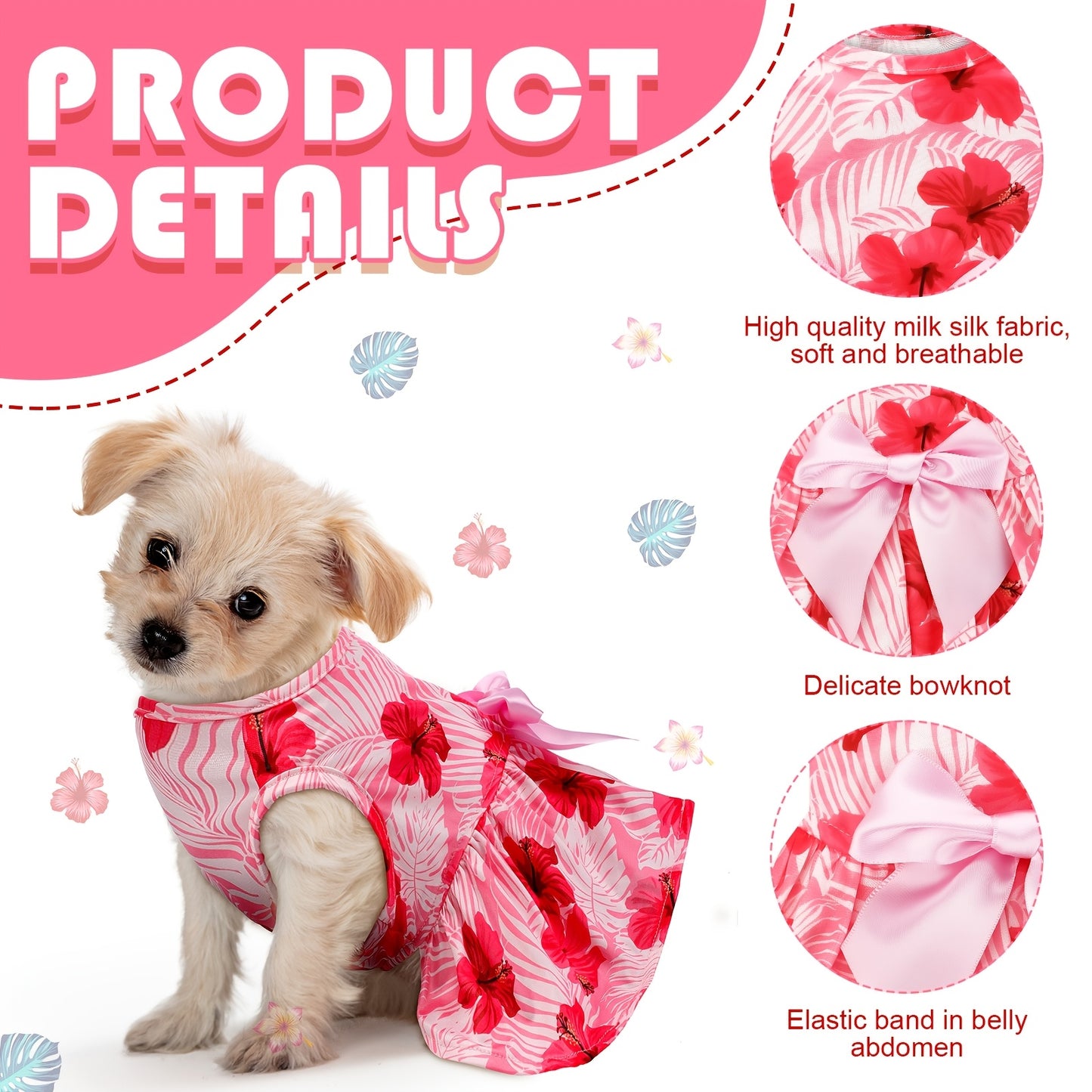 PATELAI Hawaiian Summer Dog Dresses For Dogs And Cats