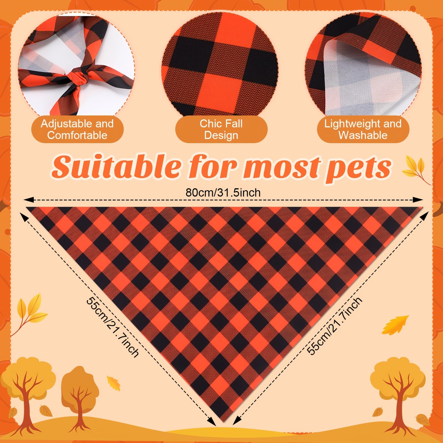 OUTUSBreed Dog Bandanas Bulk Autumn Patterns For Small Dogs