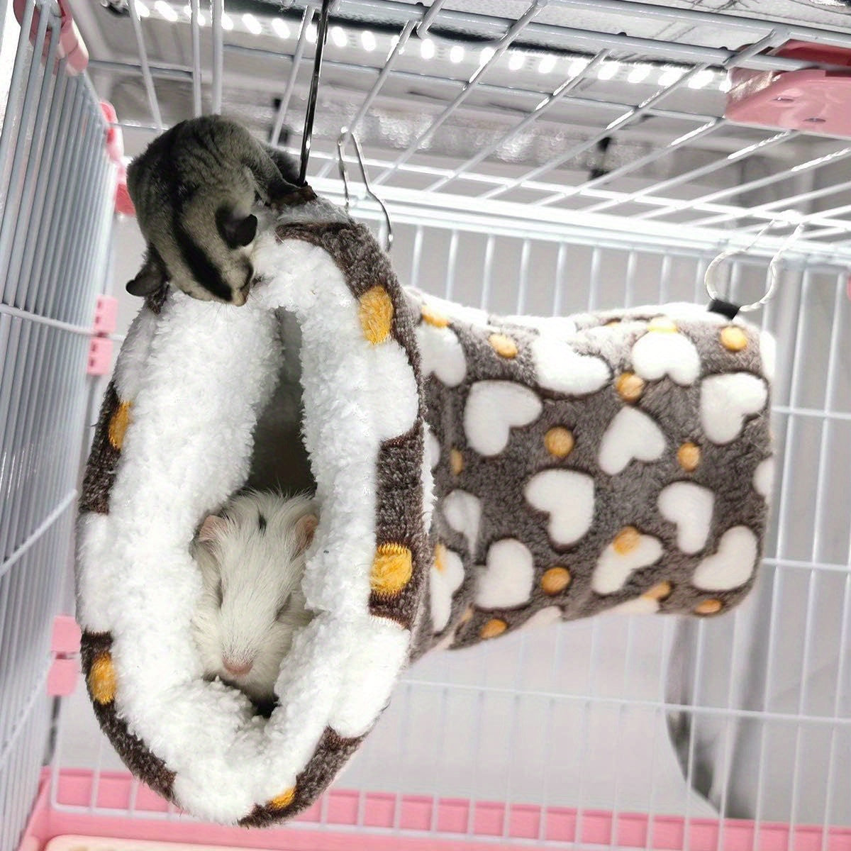 LEFTSTARER Small Animal Hammock Tunnel Heartshape Plush Bed