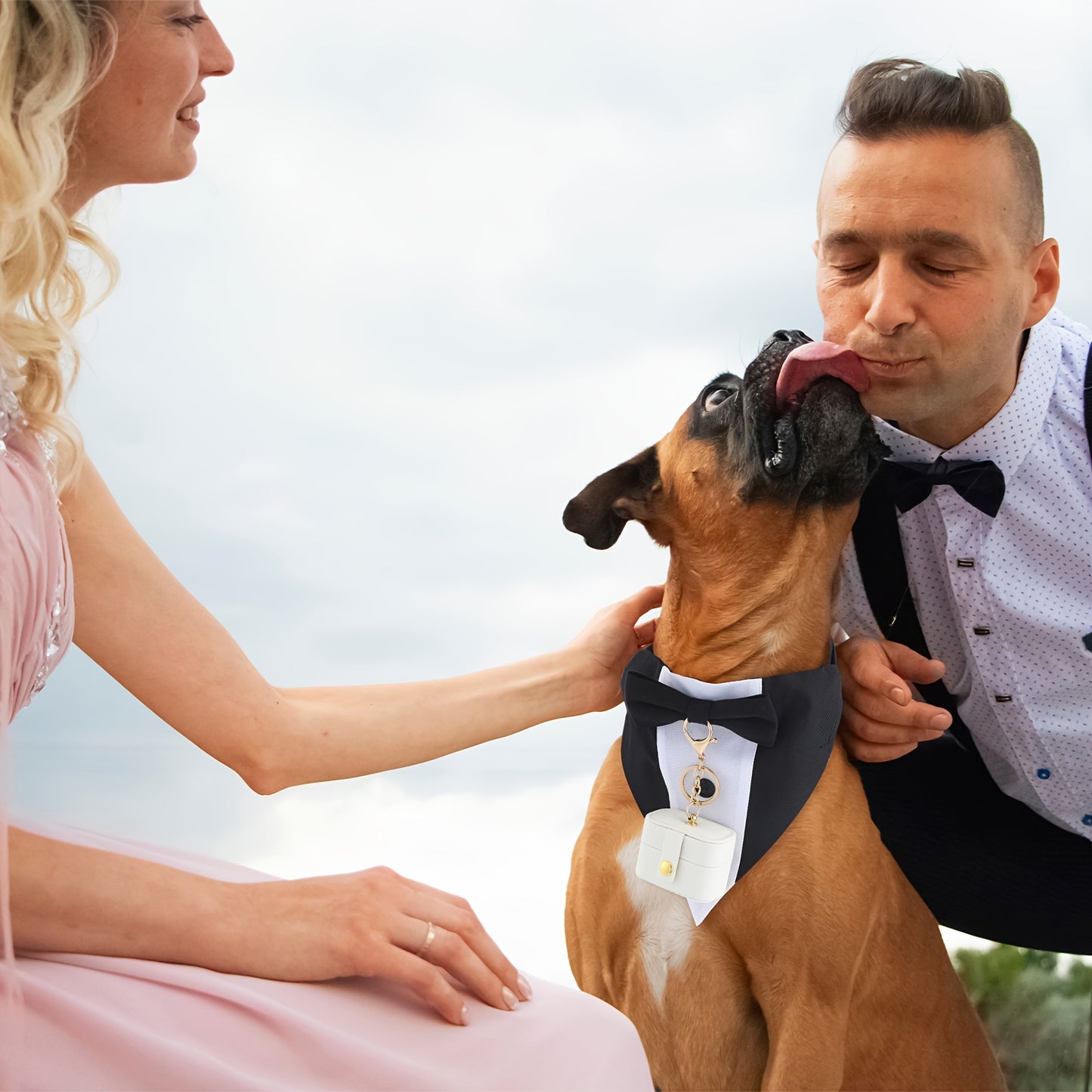 Elegant Dog Tuxedo Outfit with Bow Tie and Leash Set