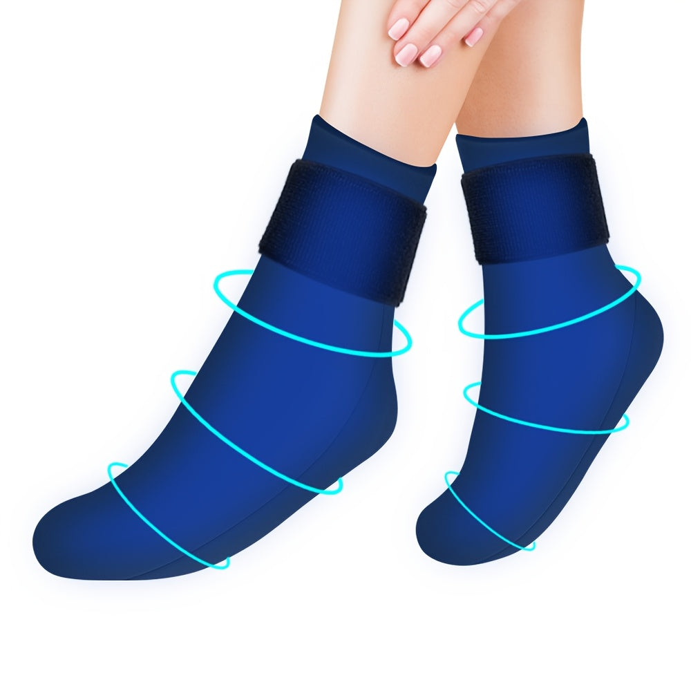 Reusable Gel Compression Ankle Socks - Adjustable, 360° Coverage, Soothing Lycra Ice Pack for Foot Support & Instant Comfort (1 Pair) - Revitalize Mind Body