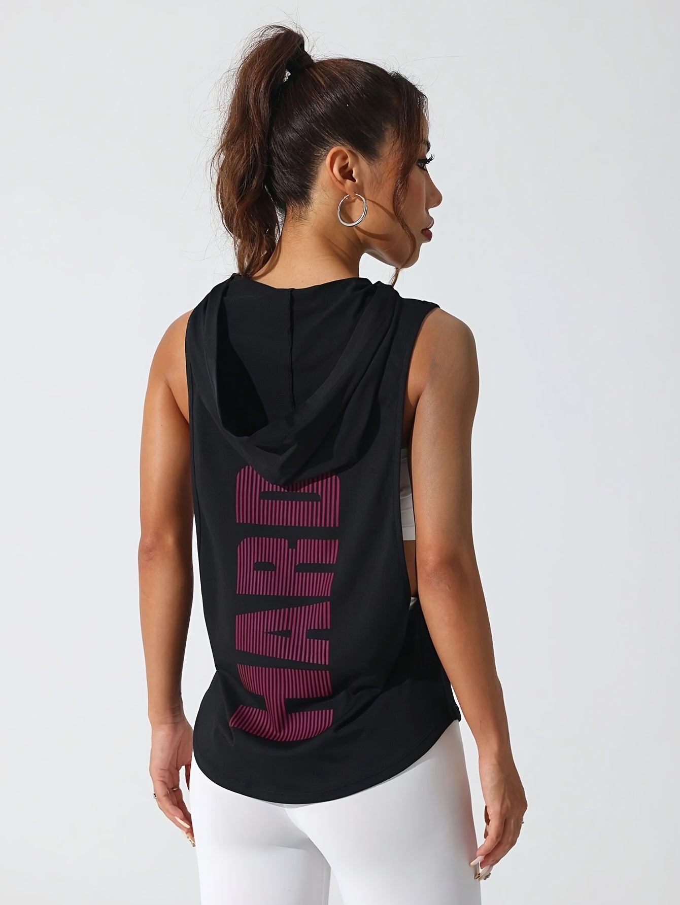 Graphic Print Hooded Tank Top Y2K Style For Women Polyester