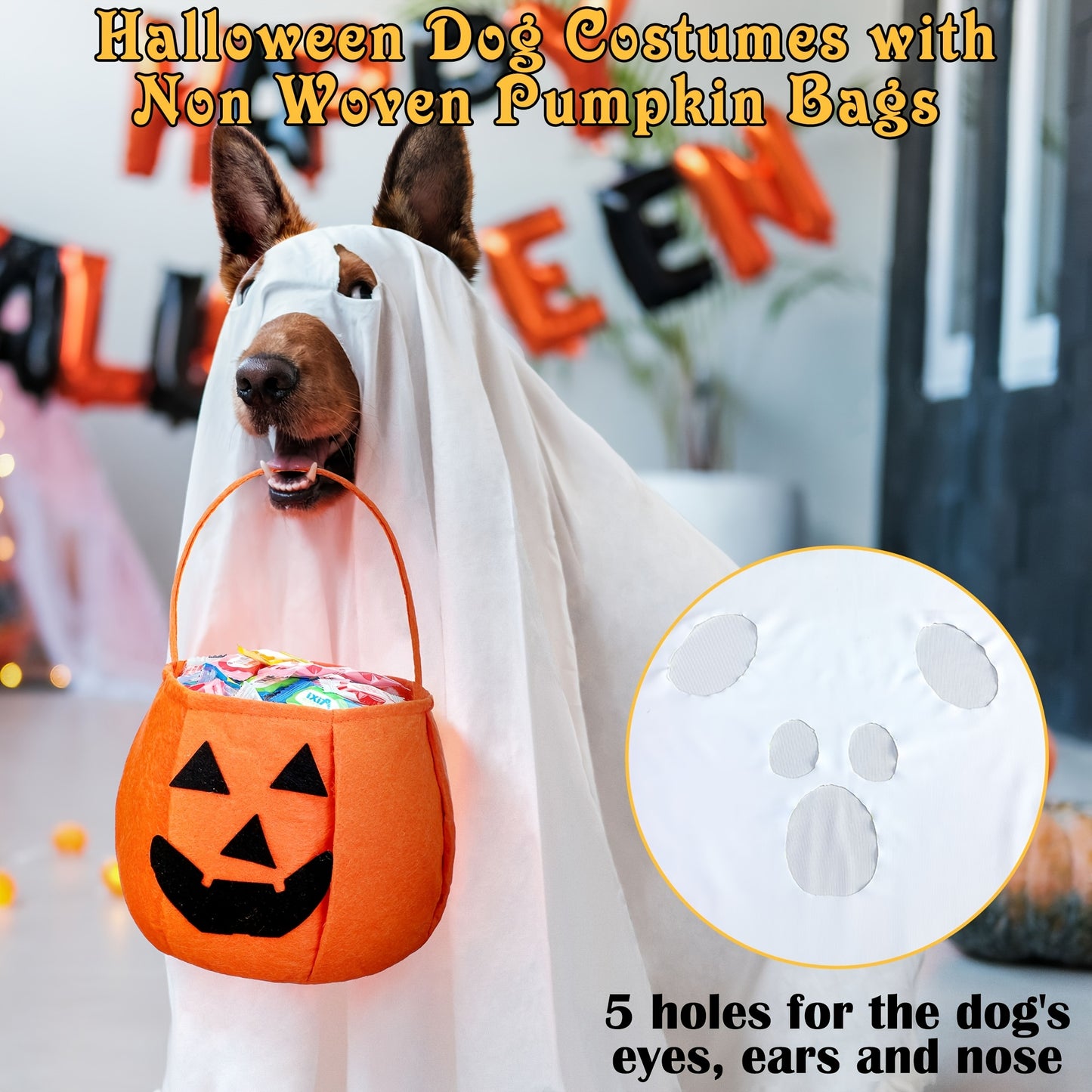 Ghost Dog Costume Set Two Pack For Halloween Pets Cosplay