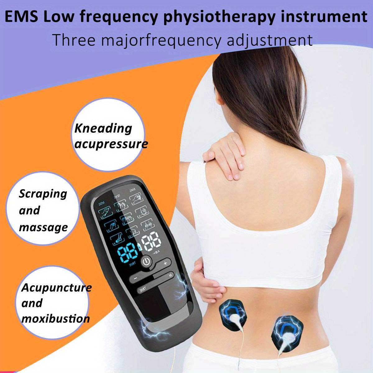 Dual Channel TENS+EMS Muscle Stimulator - Rechargeable Electric Massager with Heat Relax for Muscle Relaxation & Recovery - Includes 8 Reusable Pads, Digital Display, USB Charging, Portable Design for Back, Arms, Shoulders, L - Revitalize Mind Body