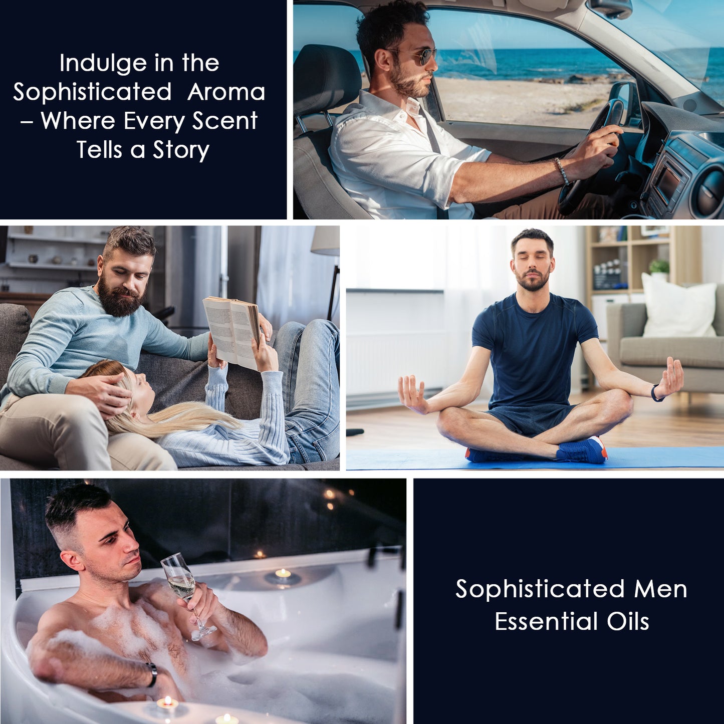 Mens Essential Oils Set, Men Scents Fragrance Oil, Essential Oils for Diffuseret 6x10ML, Diffuser Oils Scents for Home,Tobacco and Bay Leaf, Kentucky Bourbon, Galactic Skies, Scotch Whisky, Birchwood Oud - Revitalize Mind Body