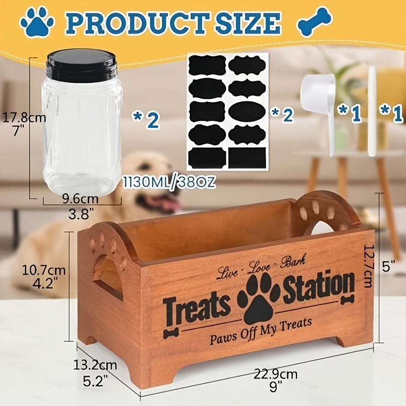 Wooden Dog Treat Container Farmhouse Pet Food Storage