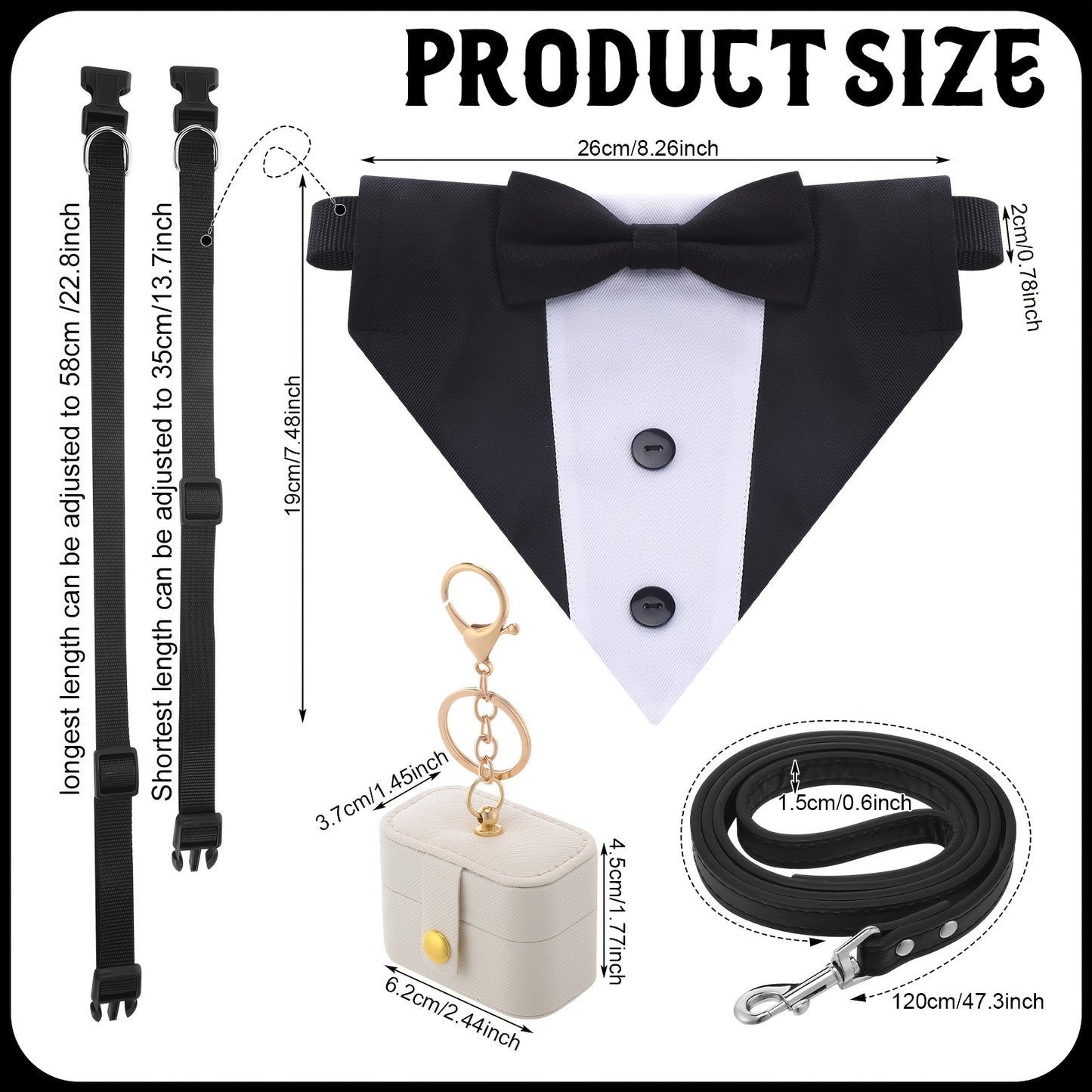 Elegant Dog Tuxedo Outfit with Bow Tie and Leash Set