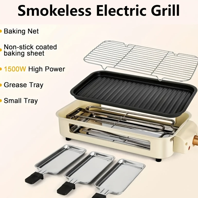 SUSTEAS Smokeless Electric Grill Indoor Nonstick Plate