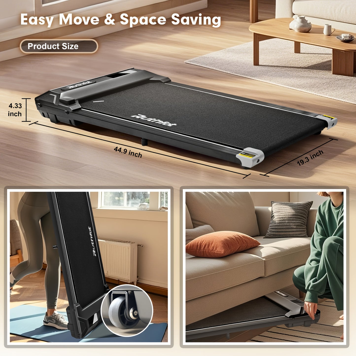 Portable Treadmill by Manufacturer Quiet Space Saving Design