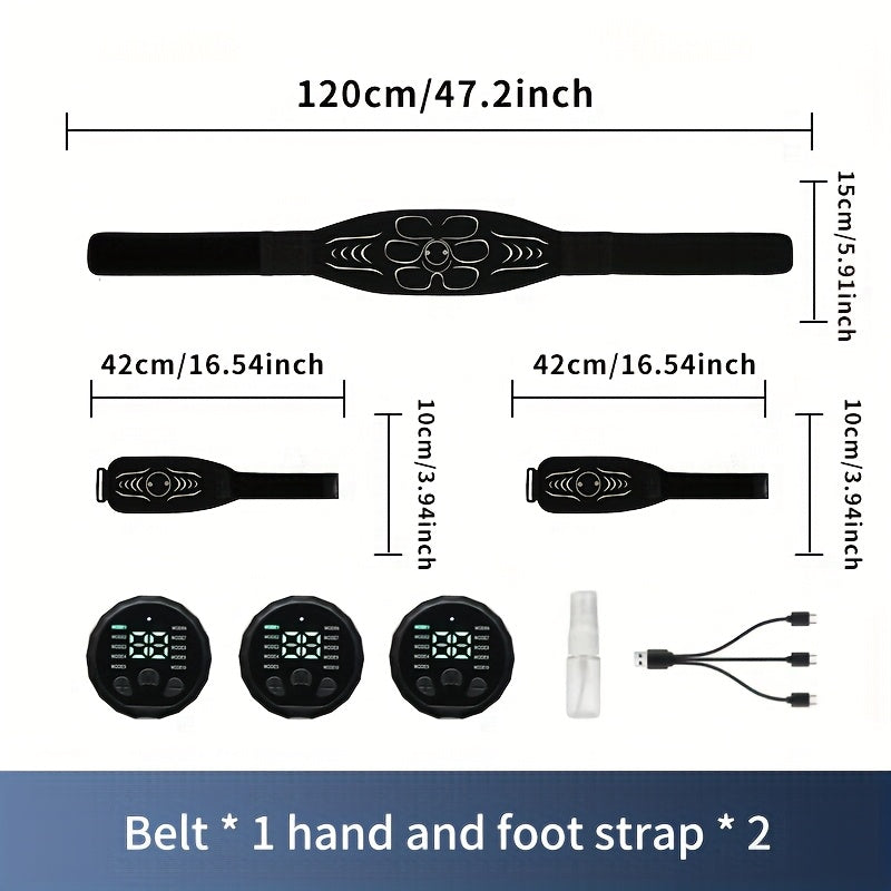 EMS Fitness Belt Three Piece Set, Thickened Fitness Belt, Home Fitness Equipment, Muscle Stimulator, Abdominal Muscle Shaping Belt, Arm, Abdominal, And Thigh Muscle Relaxation And Body Shaping, Valentine's Day Gift - Revitalize Mind Body