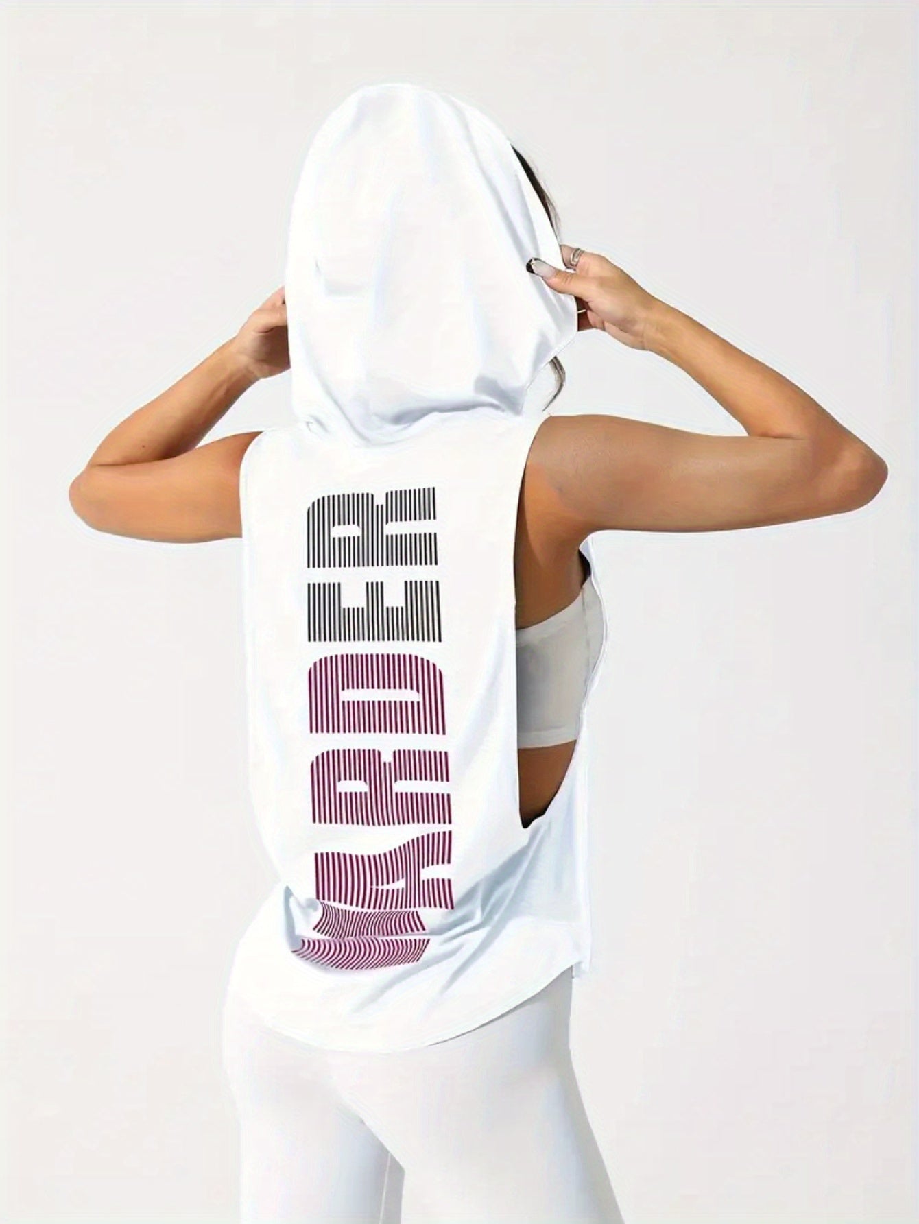 Graphic Print Hooded Tank Top Y2K Style For Women Polyester
