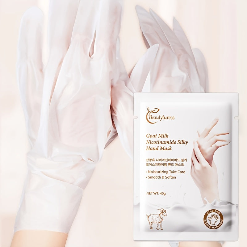 Goat Milk & Nicotinamide Hand Masks - 20 Pairs, Hypoallergenic, Moisturizing, Glycerin-Infused, Unscented, for Smooth & Soft Hands - Revitalize Mind Body