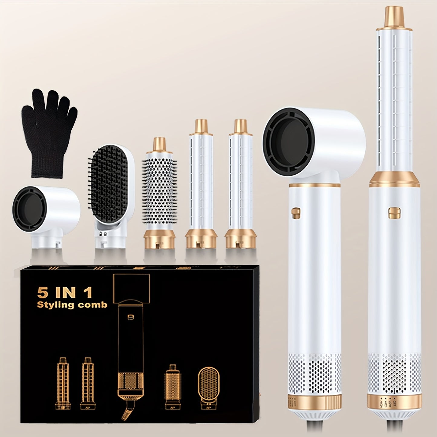 UKLISS 5-In-1 Hair Dryer Brush Styler Detachable Hot Air