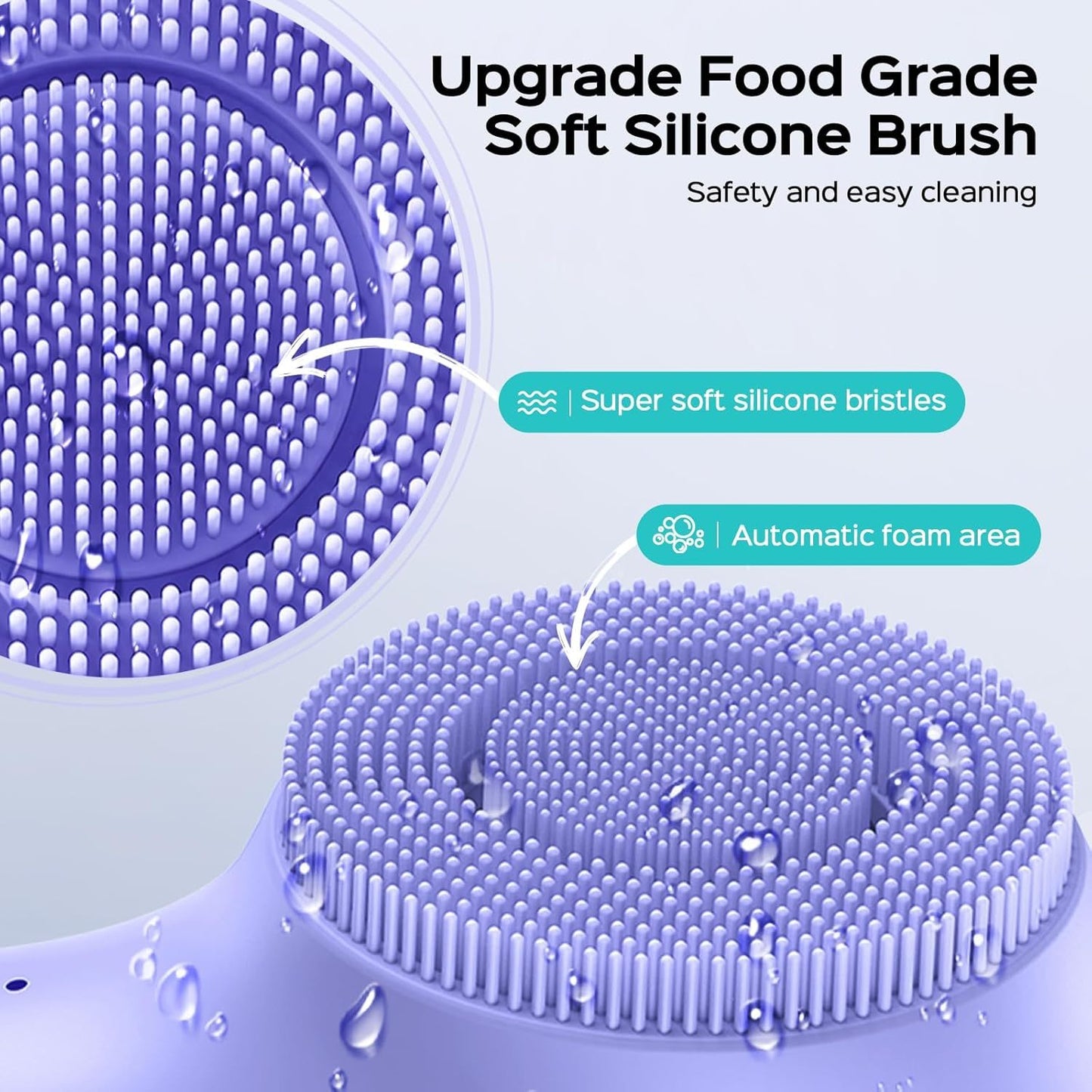 2 in 1 Spin and Vibration Face Scrubber - Facial Cleansing Brush with Automatic Foaming, Silicone Electric Exfoliator for Men and Women, Purple - Revitalize Mind Body