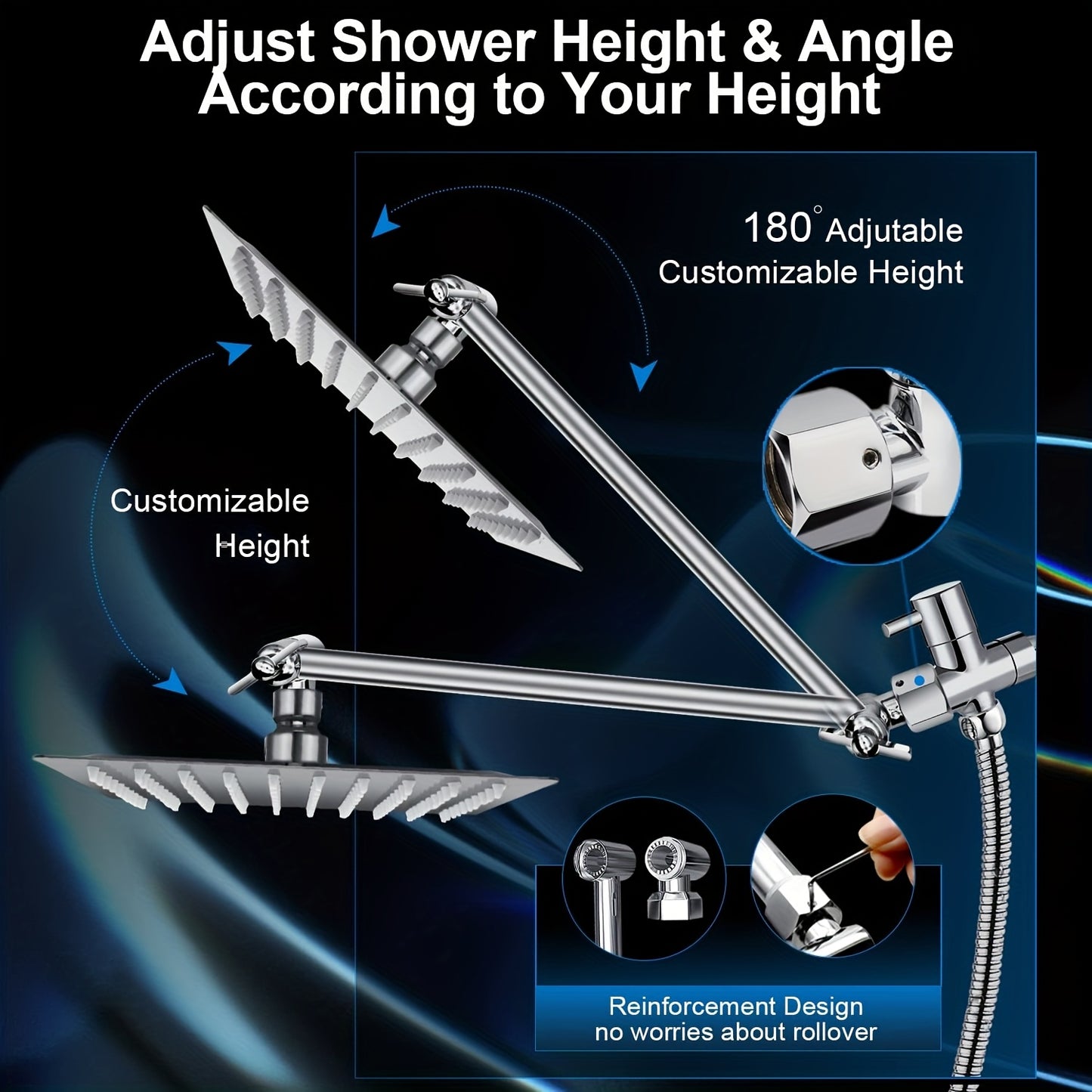 High Pressure Rainfall Shower Head With Adjustable Handheld