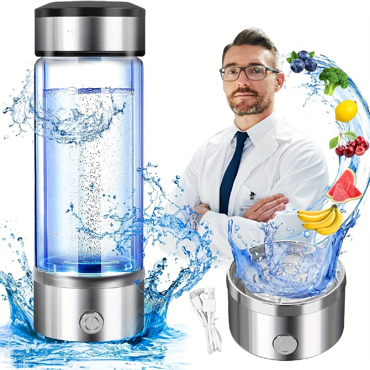 QOOSEA Hydrogen Water Bottle Generator PEM Electrolysis