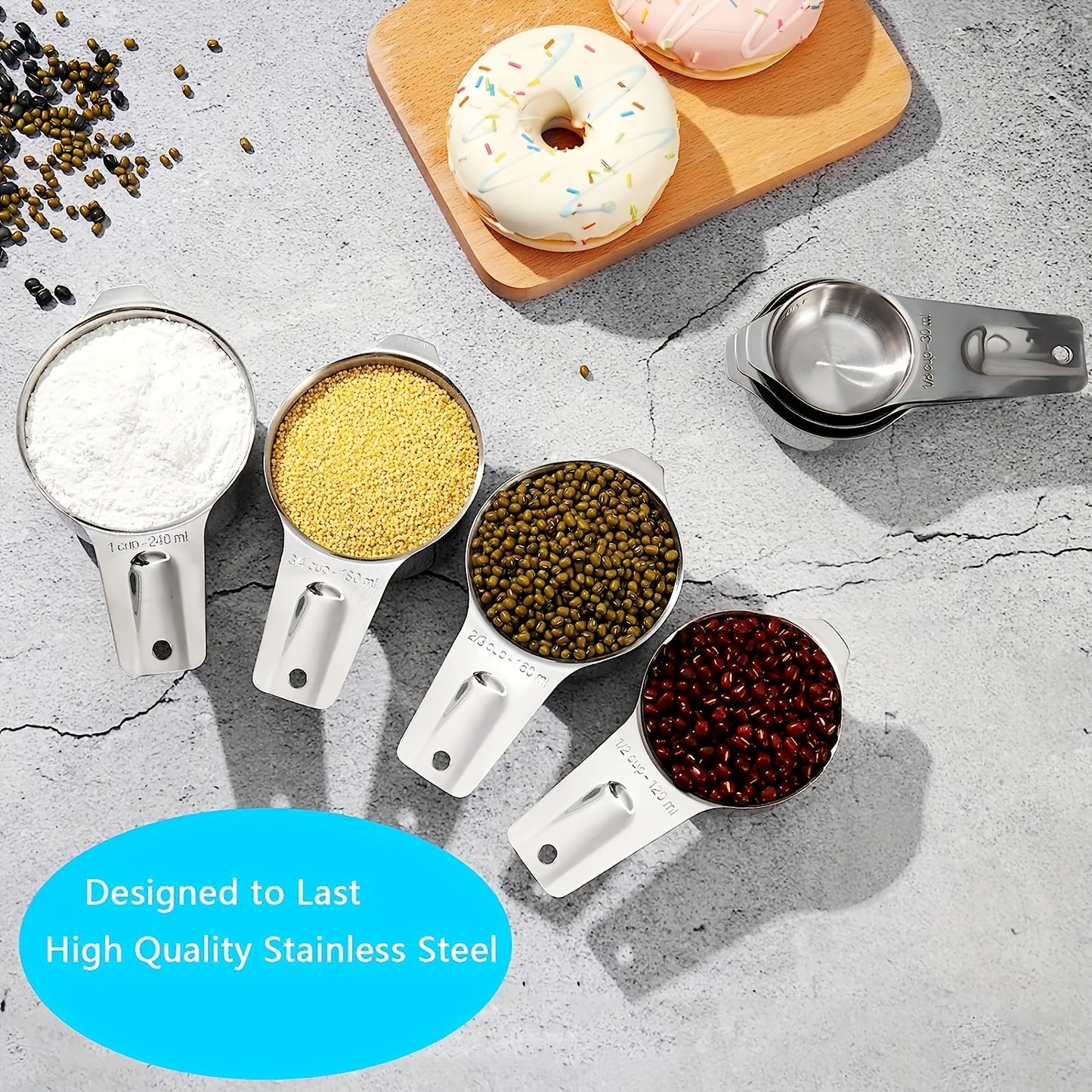 20pcs/set, Measuring Cups And Spoons Set, Stainless Steel Measuring Cups And Spoons Set, Including Stackable Measuring Cup And Measuring Spoons, 1 Leveler For Dry And Liquid Ingredients, Baking Tools, Kitchen Stuff - Revitalize Mind Body