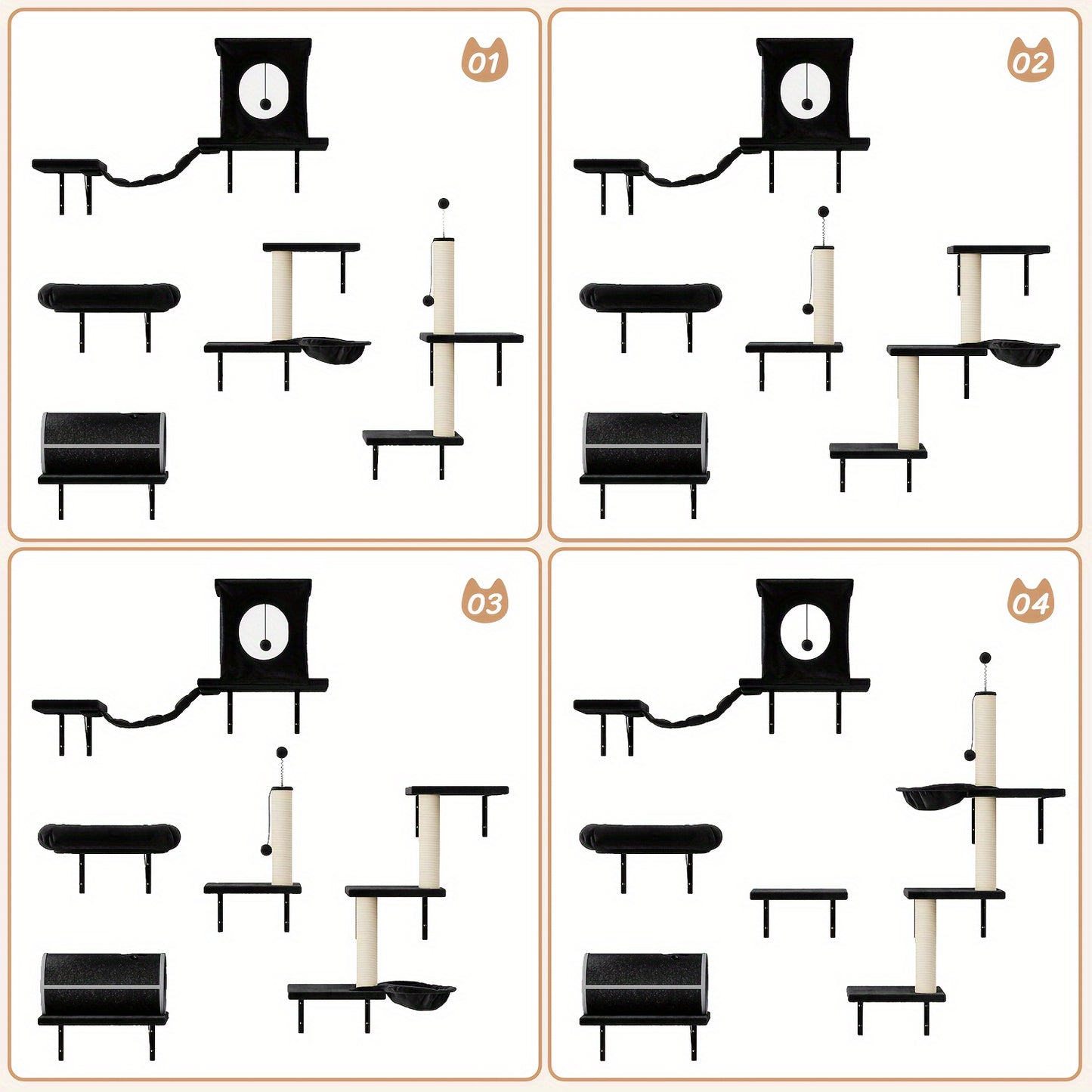 Luxury Cat Climber Set With House, Tunnel, And Shelves - Revitalize Mind Body