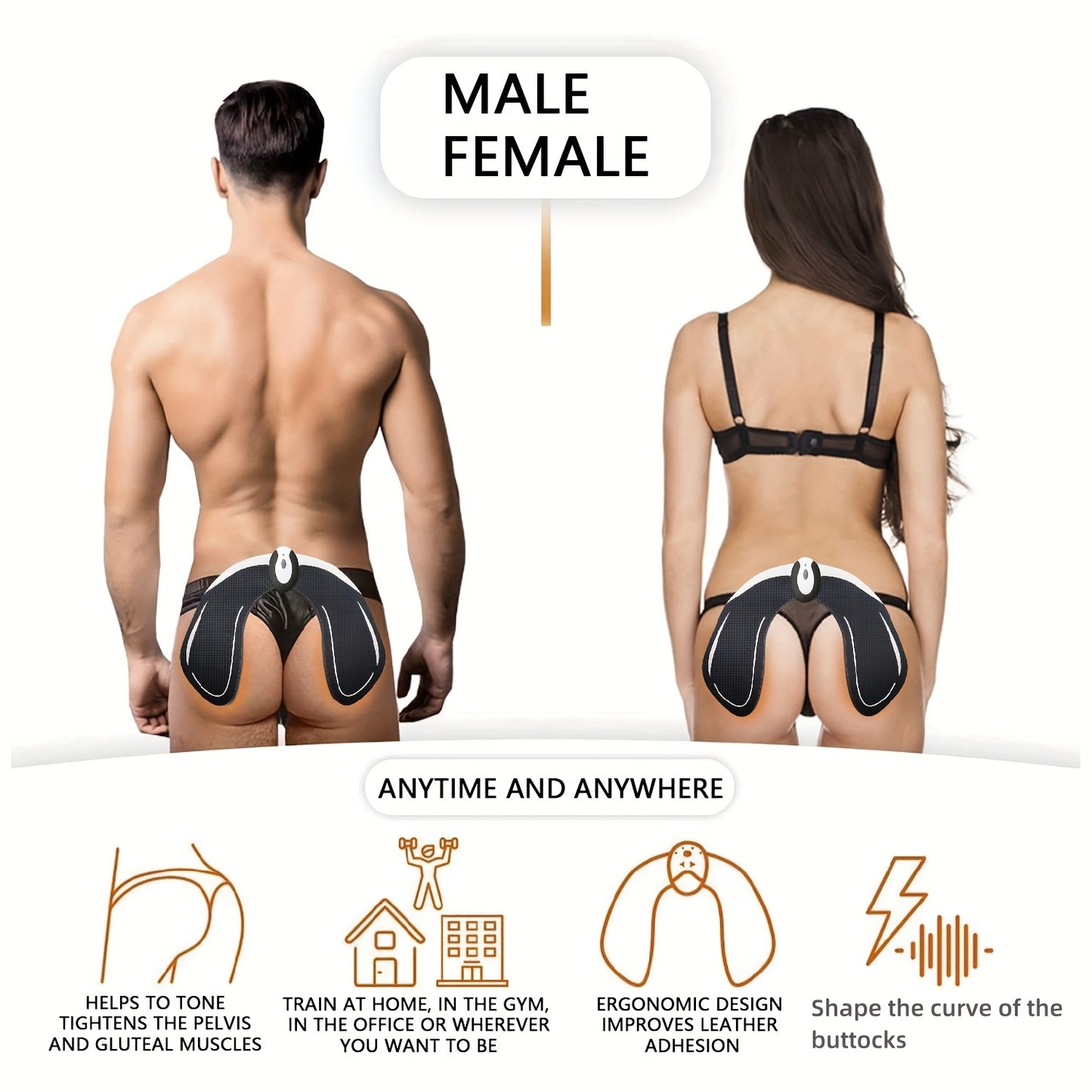 EMS Buttocks Trainer, Suitable For Buttocks, Shaping A Charming Figure, Effectively Exercising And Massaging Buttocks Muscles, With Replacement Gel Patch - Revitalize Mind Body