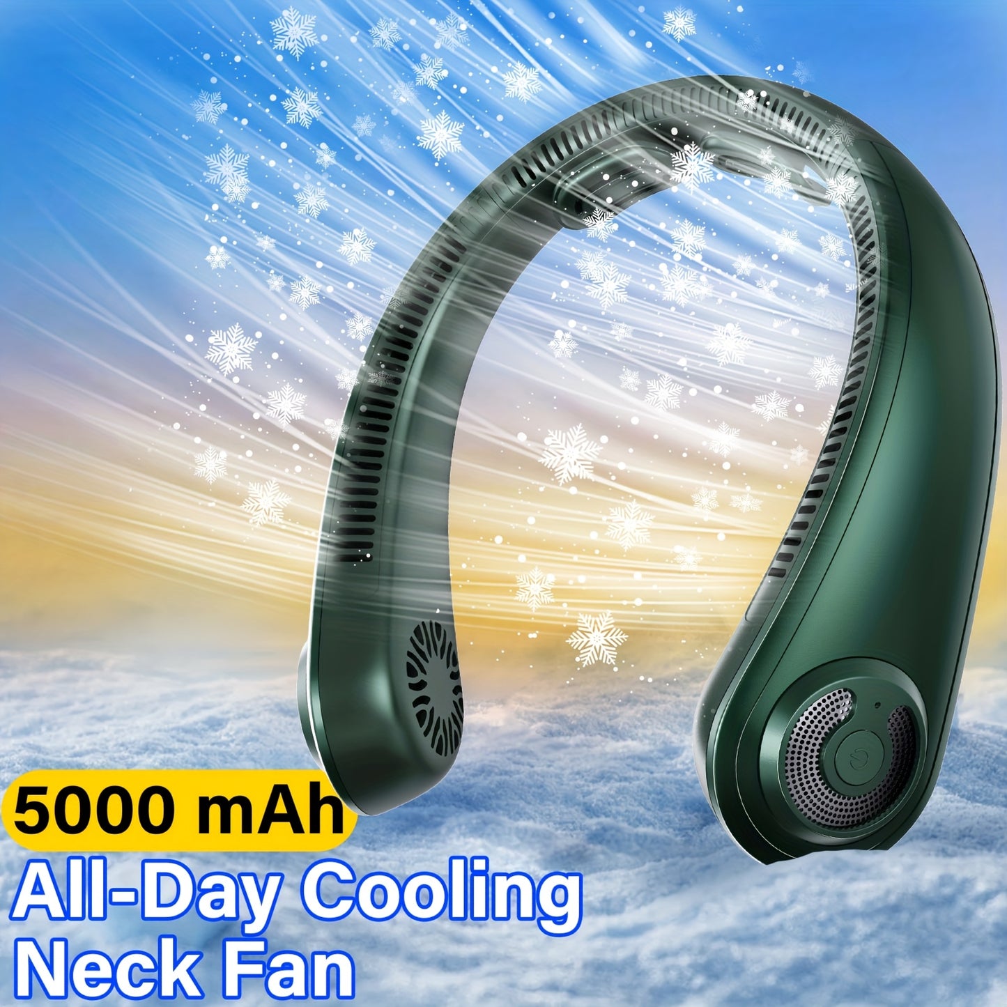 Neck Fan, Portable Personal Cooling Bladeless Sports Neck Fan, 5-Speed Wind Speed+omni-Directional Airflow + Anti-Slip Design, Ultra-Lightweight Body, Twistable Frame, Ultra-Low Noise, Suitable For Outdoor, Indoor, Travel And - Revitalize Mind Body