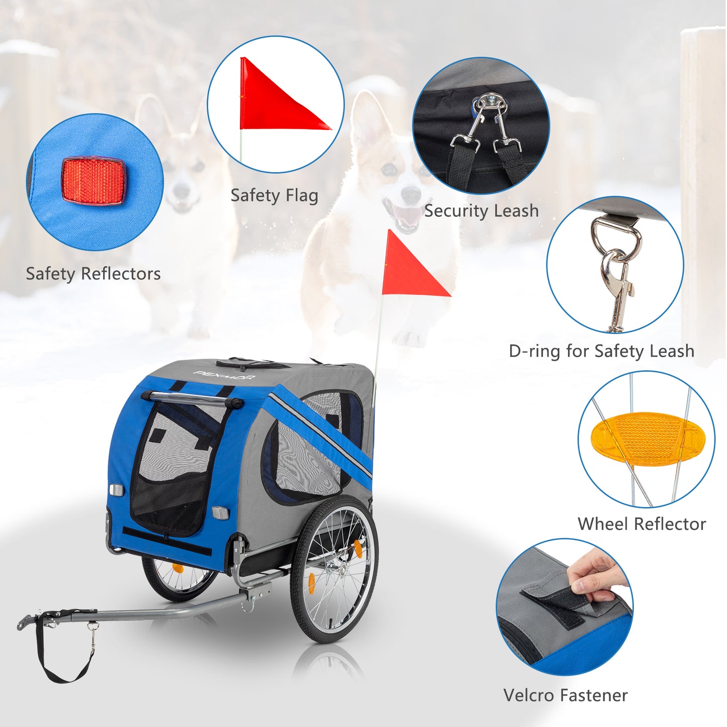 Folding Dog Bike Trailer Pet Cart for Bicycle w/Universal Hitch & 3 Entrances, Bike Wagon Cargo Carrier w/Quick Release 20" Wheels - Revitalize Mind Body