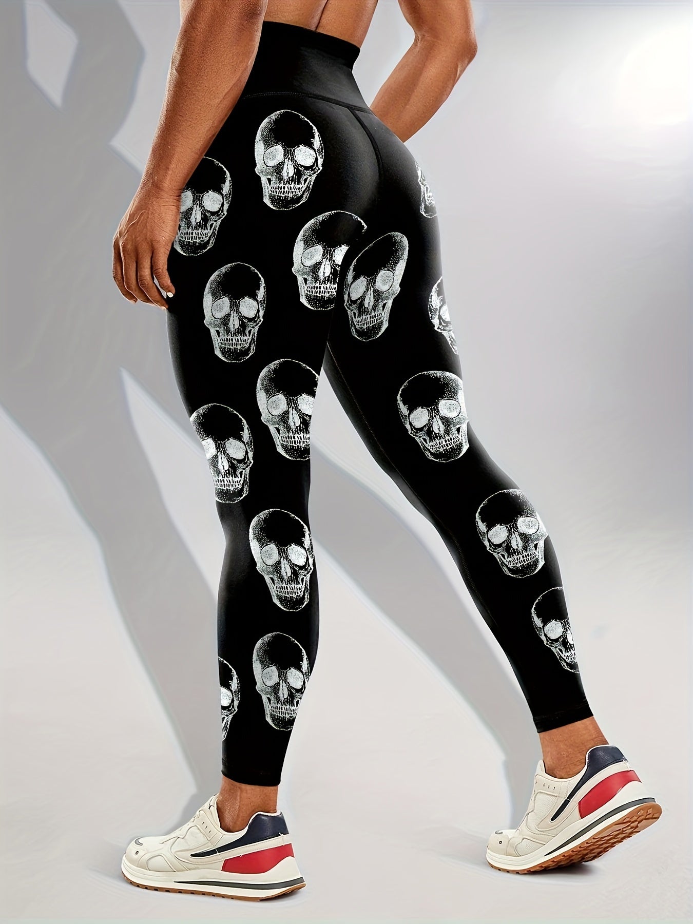 High Waist Glow In The Dark Skull Print Leggings Athletic