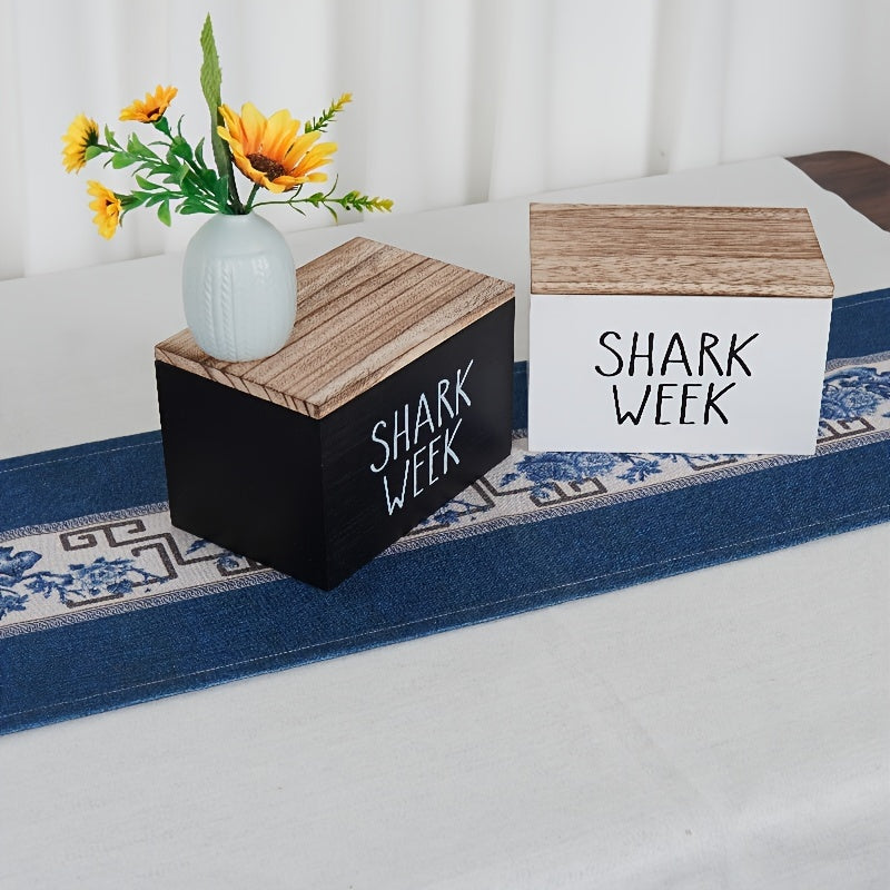 KAREAL Shark Week Wooden Organizer Box With Hinged Lid