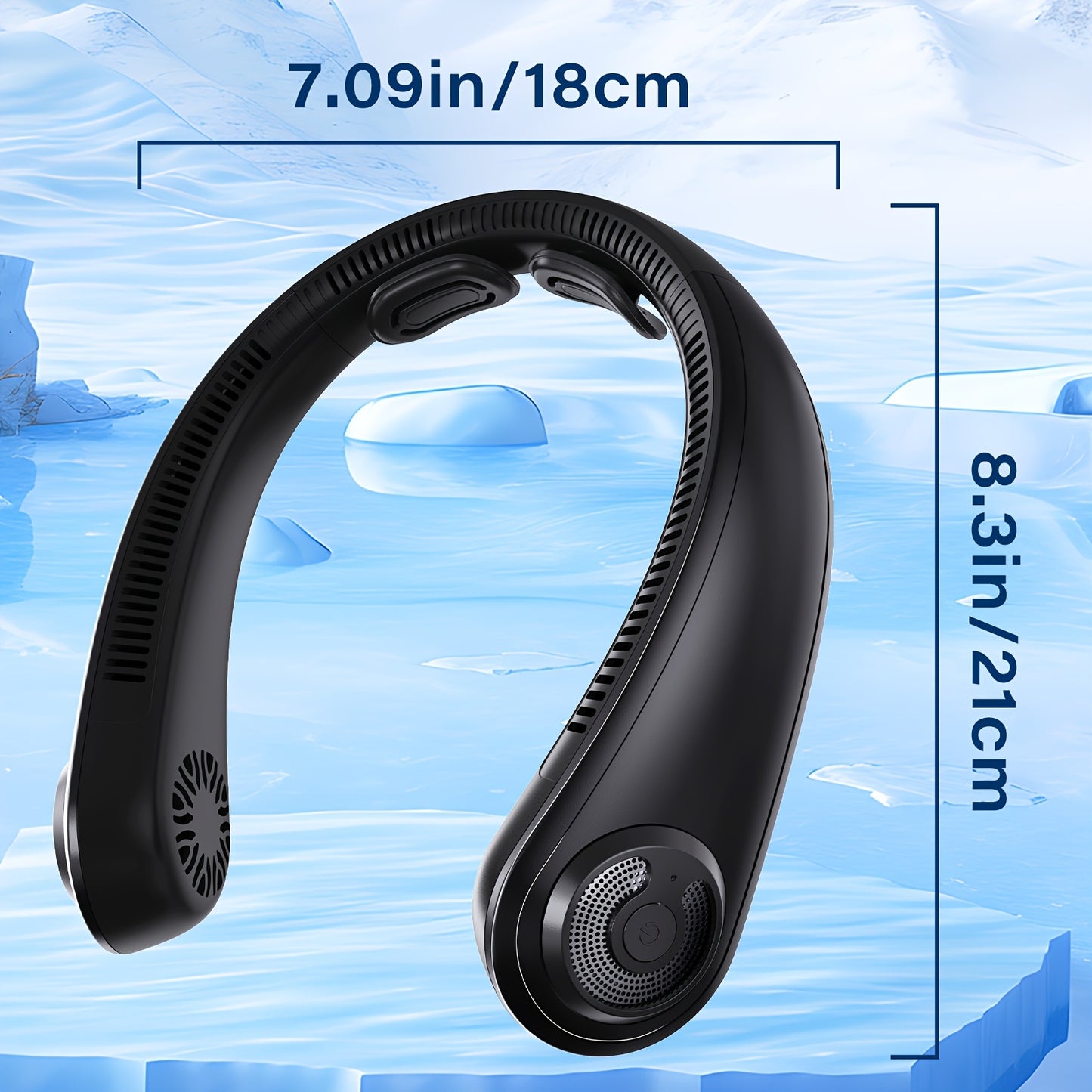 Neck Fan, Portable Personal Cooling Bladeless Sports Neck Fan, 5-Speed Wind Speed+omni-Directional Airflow + Anti-Slip Design, Ultra-Lightweight Body, Twistable Frame, Ultra-Low Noise, Suitable For Outdoor, Indoor, Travel And - Revitalize Mind Body
