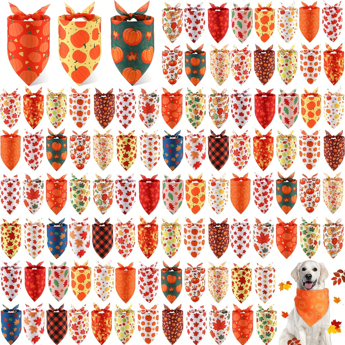 OUTUSBreed Dog Bandanas Bulk Autumn Patterns For Small Dogs